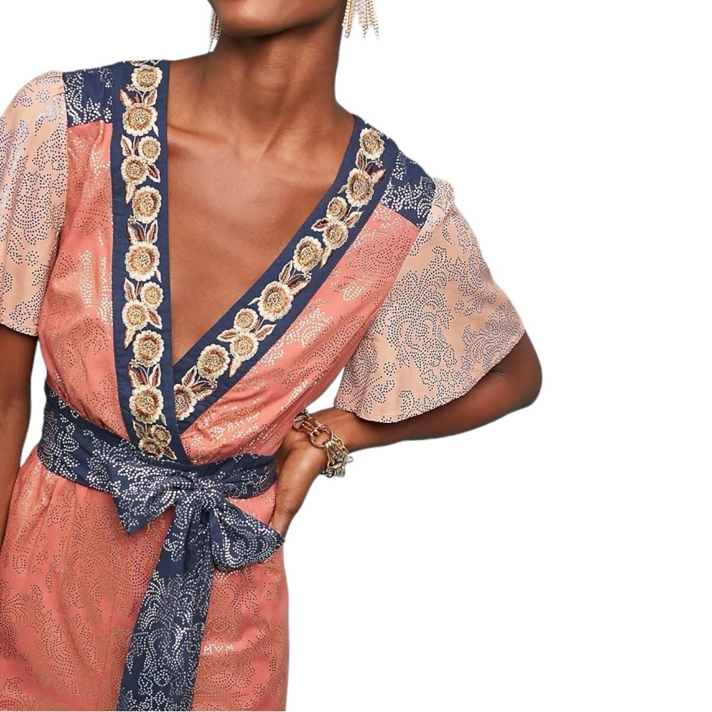 Anthropologie Akemi + Kin Sofia Metallic Jumpsuit Sz 14 - Picture 3 of 16
